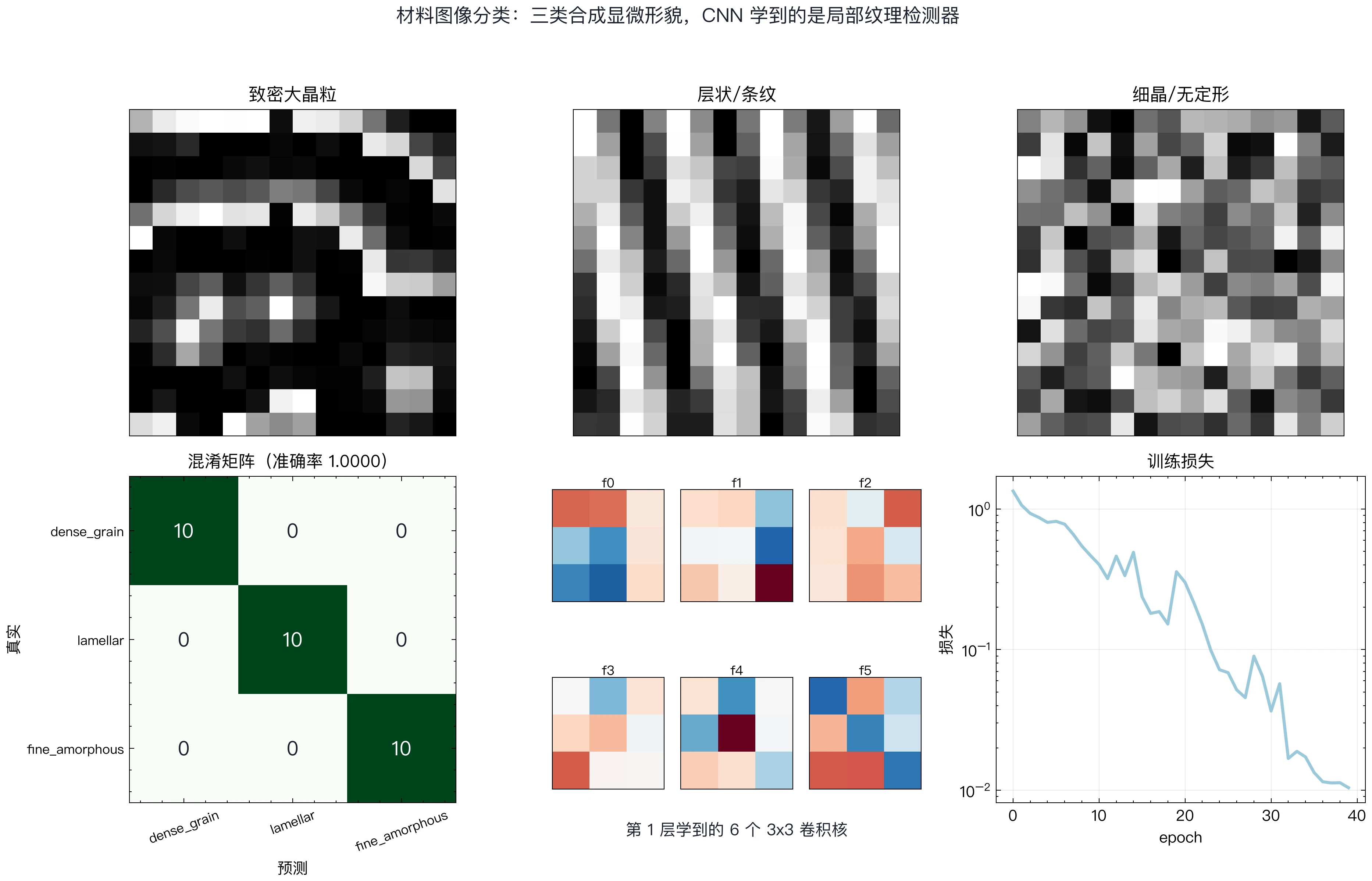 材料显微形貌分类与学到的卷积核